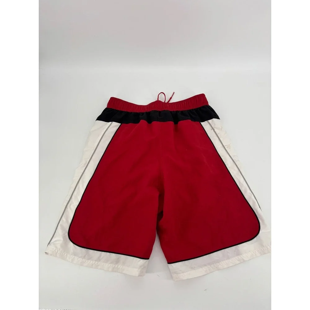 Nike Swim Trunks Mens Medium Red White Black Colorblock Mesh Lined Board Shorts